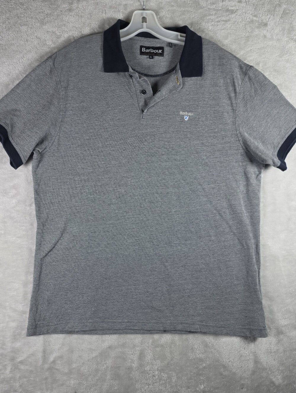 Barbour Short Sleeve Polo Mens Size Extra Large Navy Blue Contrast Collar